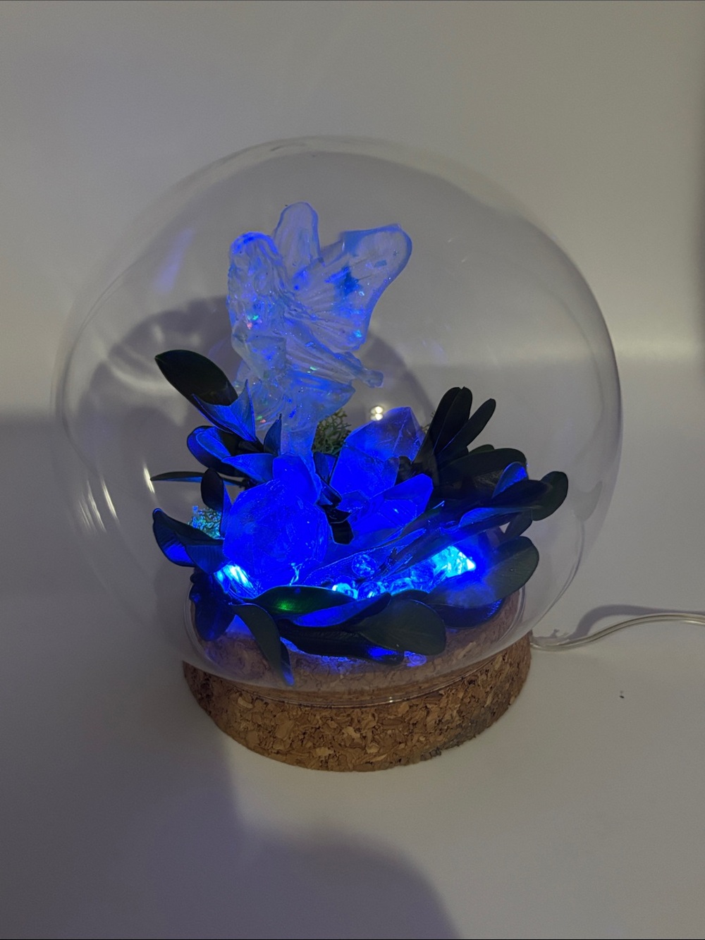 Blue Fairy Garden with Smoky Quartz and Blue Aura Crystals